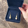 Vintage Italian 14k Yellow Gold Pearl Ethereal Textured Cradled Dangle Earrings - Video showing the piece