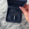 Antique 14k Rosy Yellow Gold Seed Pearl Sleek Blue Enamel Navette Charm / Pendant