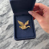Vintage 18k Yellow Gold .77cttw Ruby Diamond Emerald Blue Sapphire Superb Flying Goose Brooch / Pin - Video showing the piece