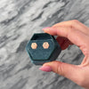 Estate Lightweight 14k Rose Gold Diamond Brushed Hexagon Sparkle Stud Earrings - Video showing the piece