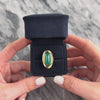 Vintage Large 18k Yellow Gold 7.28ct Green Chalcedony Elongated Framed Ring - Video showing the piece