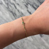 Estate 14k Yellow Gold Diamond Emerald Pretty Station Cable Link Bracelet 7.25