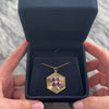 Vintage Large 14k Yellow Gold 2.03cttw Amethyst Diamond Lucky Heart-Leaf Clover Pendant - Video showing the piece