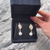 Vintage Large 14k Yellow Gold .368cttw Diamond Pearl Flourish Dangle Earrings - Video showing the piece