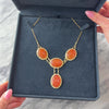 Antique Substantial 14k Yellow Gold Carnelian Seed Pearl Carved Rose Necklace - Video showing the piece