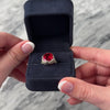Antique 14k White Gold Synthetic Ruby Bold Openwork Cabochon Statement Ring - Video showing the piece