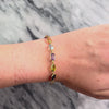 Vintage 18k Yellow Gold Multistone Chic Geometric Rainbow Bracelet 6.5