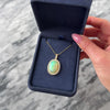 Vintage 14k Yellow Gold 8.74ct Opal .91cttw Diamond Fantastic Iridescent Cabochon Halo Statement Pendant - Video showing the piece