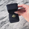 Vintage 10k Yellow Gold Emerald Diamond Cross-Hatched Halo Ring - Video showing the piece