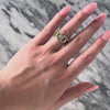 Vintage Italian Heavy 18k Yellow & White Gold Diamond Chain Link Ring - Video showing the piece
