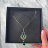 Antique Edwardian Large 14k Yellow Gold Turquoise Diamond Pearl Lavalier Pendant - Video showing the piece