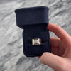 Vintage Heavy 14k Yellow & White Gold Architectural Square-Set Diamond Solitaire Ring - Video showing the piece