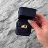 Vintage Heavy 14k Yellow Gold .97ct Blue Sapphire Diamond Brushed Octogonal Halo Signet Ring - Video showing the piece