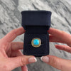 Vintage Chinese 14k Yellow Gold Chocolate Diamond Turquoise Cushion Shaped Cabochon Cocktail Ring - Video showing the piece