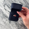 Antique Victorian 10k Rosy Yellow Gold Pink Garnet Glass Doublet Pearl Decorated Floriform Quatrefoil Ring - Video showing the piece