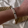 Vintage 14k Yellow Gold Two-Strand Pearl Topaz Garnet Station Bracelet - Video showing the piece