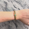 Vintage 14k Yellow Gold Turquoise Pearl Lovely Ornate Cabochon Bangle Bracelet - Video showing the piece