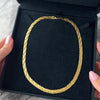 Vintage Italian 14k Yellow Gold Superb Dual-Textured Intwined Flat Chain Necklace 18