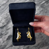 Vintage Large 14k Yellow Gold Whimsical Birds Earrings - Video showing the piece