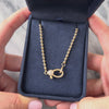 Estate 14k Yellow Gold Diamond Bubble Chain Carabiner Clasp Necklace 16-18