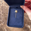 Antique Edwardian 14k Yellow Gold Old Mine Cut Diamond Enameled Flower Stick Pin 2.6