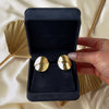 Vintage Large Italian 14k Yellow Gold Dual-Textured Shield Earrings - Video showing the piece