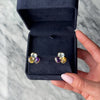 Vintage Large 14k Yellow Gold Topaz Citrine Amethyst Diamond Stud Earrings - Video showing the piece