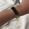 Chic Vintage Italian 14k Yellow Gold Onyx Modernist Zebra Bracelet - Video showing the piece