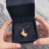 Vintage 14k Yellow Gold Dimensional Romantic Cabin Charm / Pendant