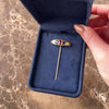 Antique 14k Yellow Gold .89cttw Blue Synthetic Sapphire Synthetic Ruby Glowing Engraved Floral Stick Pin - Video showing the piece