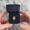 Vintage 14k Yellow & White Gold Blue Synthetic Sapphire Natural Diamond Laurel Border Navette Ring - Video showing the piece