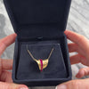 Vintage 14k Yellow Gold .94cttw Ruby Diamond Bold Brushed Slide Pendant