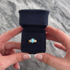 Antique Victorian 10k Rosy Yellow Gold Blue Glass Cabochon Scroll Ring - Video showing the piece
