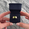 Vintage 14k Yellow Gold 2.15ct Peridot Diamond Fantastic Geometric Milgrain Ring - Video showing the piece