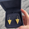 Vintage Italian 18k Yellow Gold Funky Artistic Wiggly Triangle Drop Earrings - Video showing the piece