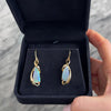 Vintage 14k Yellow Gold Opal Ribbon-Wrapped Iridescent Cabochon Dangle Earrings- Video showing the piece