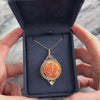 Antique Victorian Large 14k Yellow Gold Coral Ornately Framed Rose Pendant - Video showing the piece