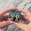 Vintage 14k Yellow Gold 2.68cttw Amethyst 2.45cttw Blue Topaz Hinged Earrings