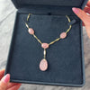 Vintage 14k Yellow Gold 49.55cttw Rose Quartz Statement Flower Detail Dangle Necklace - Video showing the piece