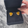 Vintage Large 14k Yellow Gold Tiger's Eye Onyx Triangle Stud Earrings - Video showing the piece