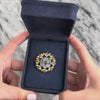 Vintage 14k Yellow Gold 5.03cttw Moonstone .79cttw Blue Sapphire Beautiful Glowing Floral Pin / Pendant - Video showing the piece