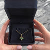 Vintage 14k Yellow Gold Emerald Diamond Groovy Abstract Pendant - Video showing the piece