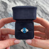 Vintage 14k White Gold 7.08ct Swiss Blue Topaz .56cttw Diamond Striking Oval Cluster Cocktail Ring - Video showing the piece