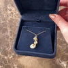 Vintage William Ruser Heavy 14k Yellow Gold Baroque Freshwater Pearl Blue Synthetic Sapphire Adorable Perched Cherub Charm / Pendant - Video showing the piece