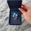 Vintage 14k Yellow Gold 14.04cttw Turquoise Diamond Blooming Floral Cluster Brooch / Pin - Video showing the piece