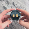 Vintage Substantial 14k Yellow & White Gold Brushed Square Modern Huggie Earrings - Video showing the piece
