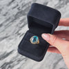 Vintage Large 14k Yellow Gold 7.7ct Blue Topaz Diamond Oval Halo Cocktail Ring - Video showing the piece