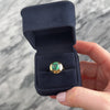Vintage 18k Yellow Gold 3.57ct Green Turquoise Gleaming Halo Natural Cabochon Ring - Video showing the piece