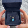 Vintage 14k Yellow Gold 7.5ct Blue Topaz Vivid Oval Ornate Pendant