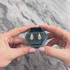 Estate 14k Rose Gold .82cttw Morganite Jelly Opal Champagne Diamond White Diamond Sparkling Geometric Duo Drop Earrings - Video showing the piece